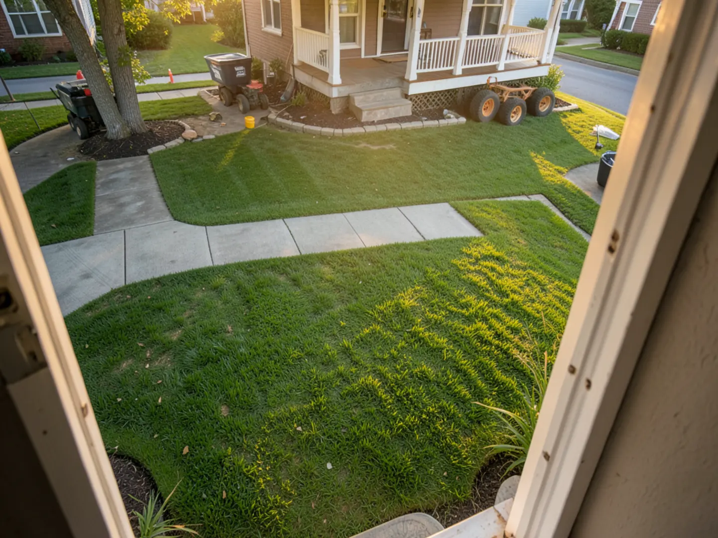 Freshly restored green lawn after stump removal in Cheney Woods Smyrna GA