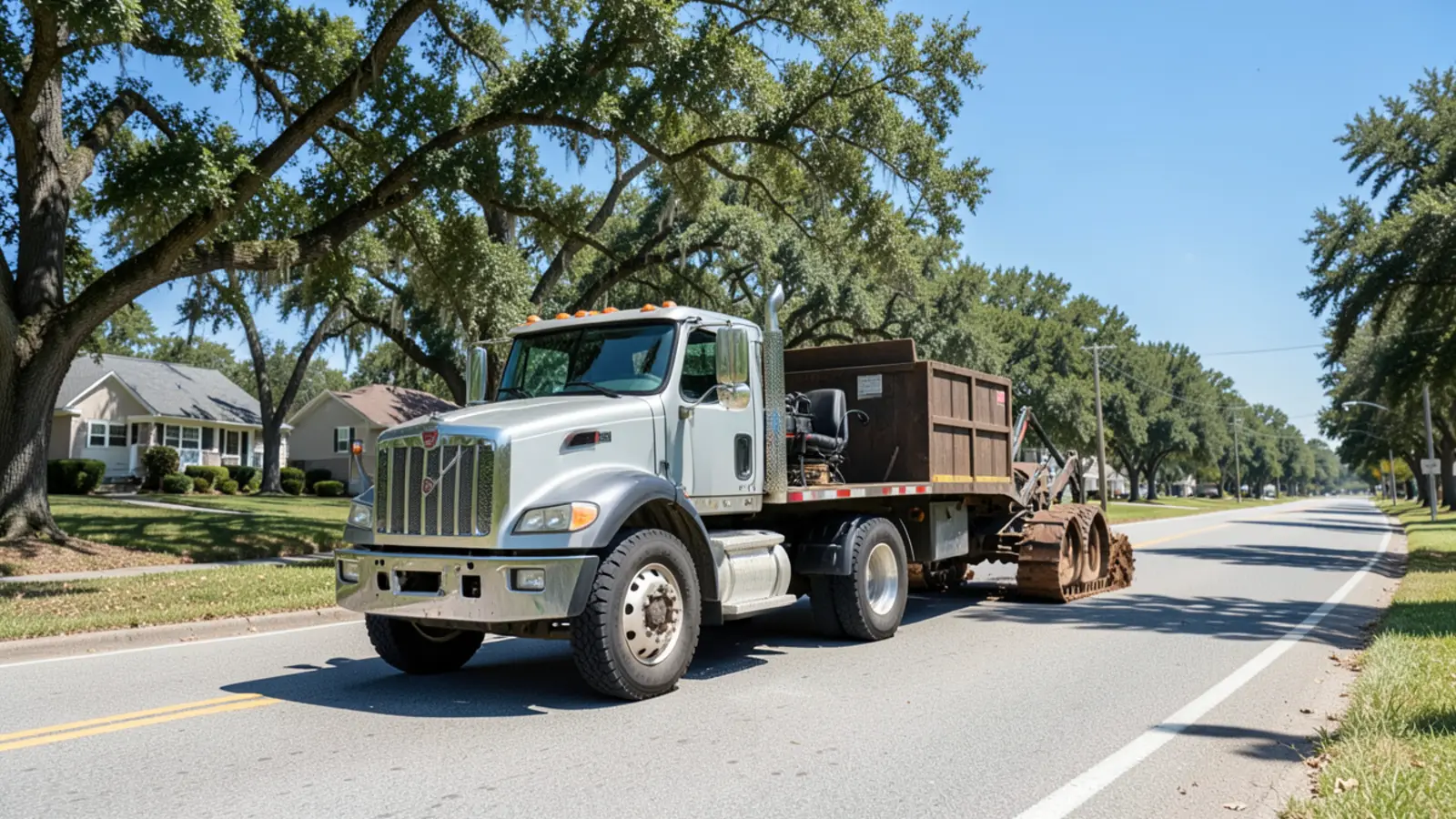 Stump grinding service vehicle with trailer in East Cobb Marietta GA